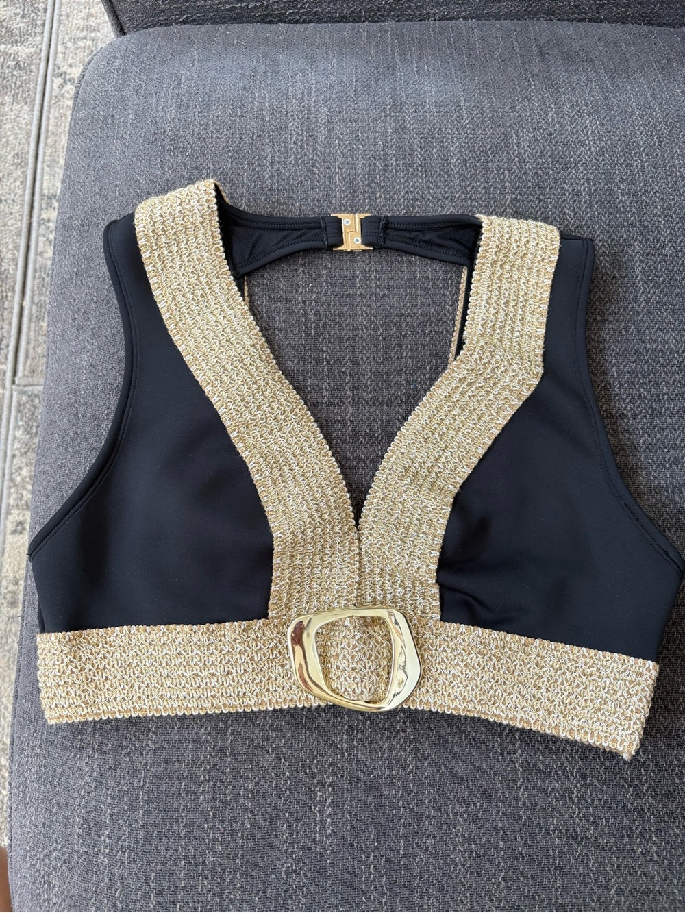 Women’s Black and Gold Bathing suit top